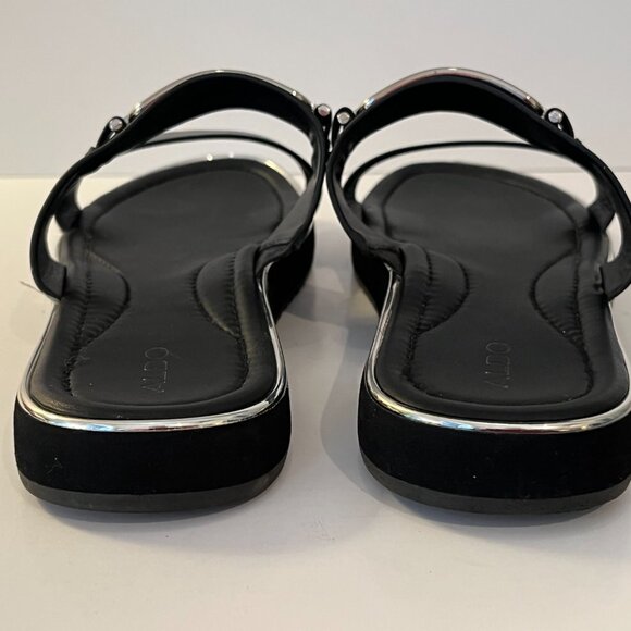 ALDO Lagoon Black Slide Sandals Silver Buckle Detailing ~ Women's Size 10 EUC 41 - Picture 5 of 8